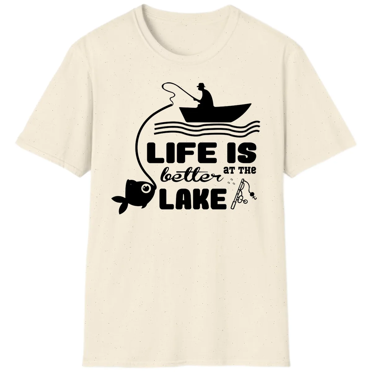 Life Is Better At The Lake Fishing T-Shirt in Natural
