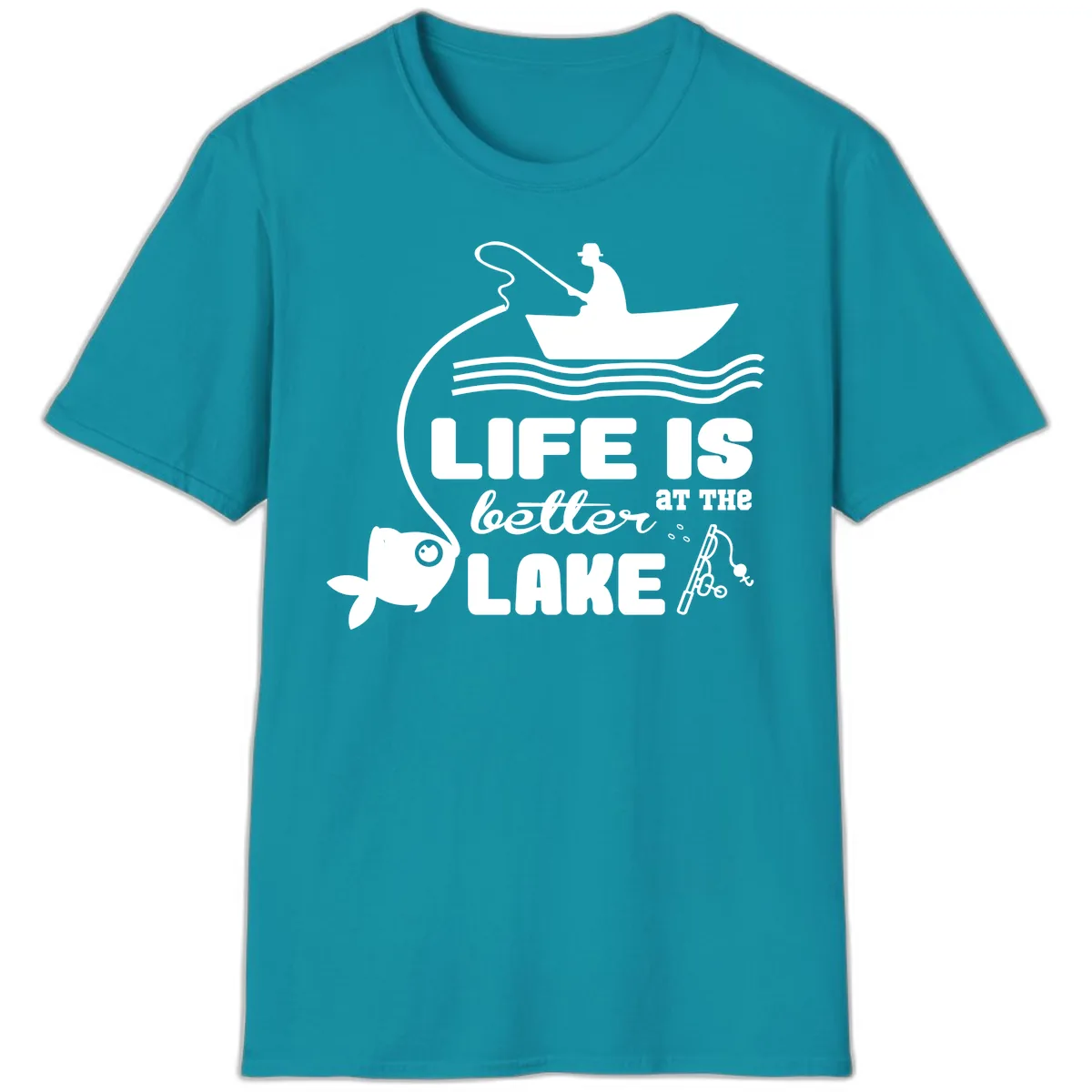 Life Is Better At The Lake Fishing T-Shirt in Tropical Blue