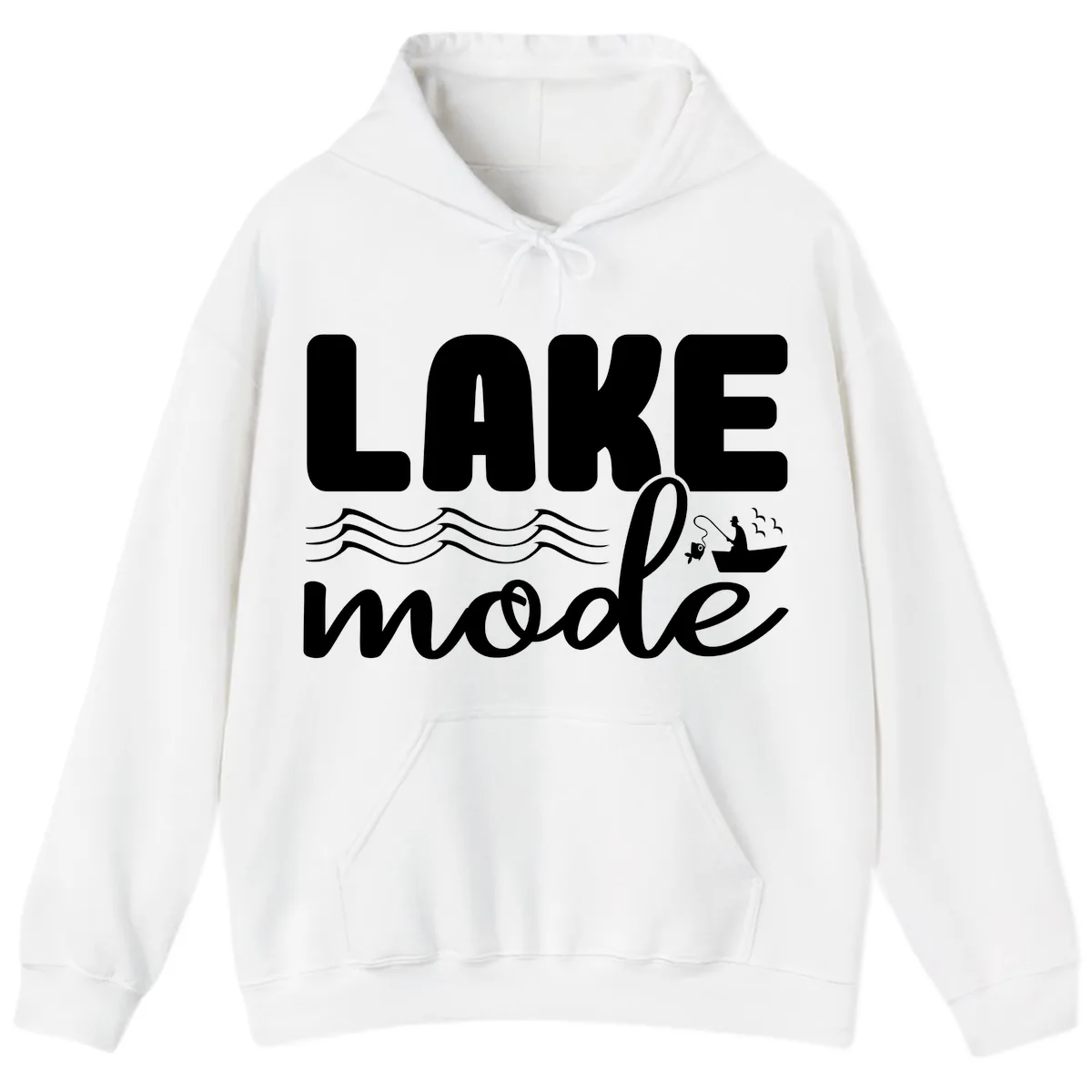 Lake Mode Typography Design Hoodie in White