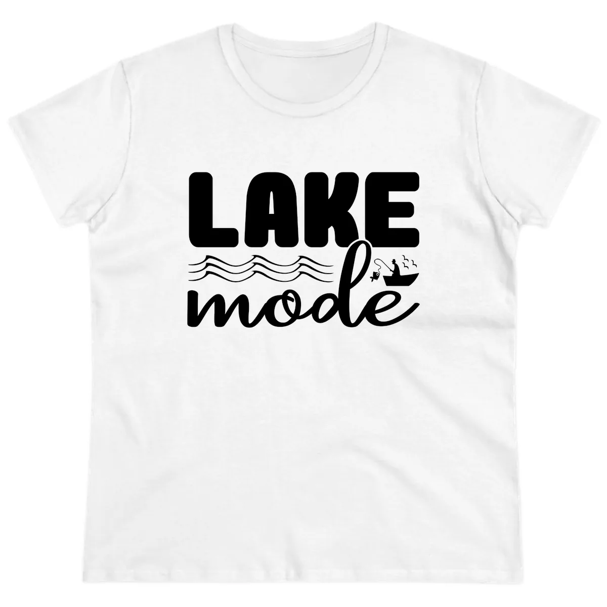 Lake Mode Typography Design Ladies Tee in White