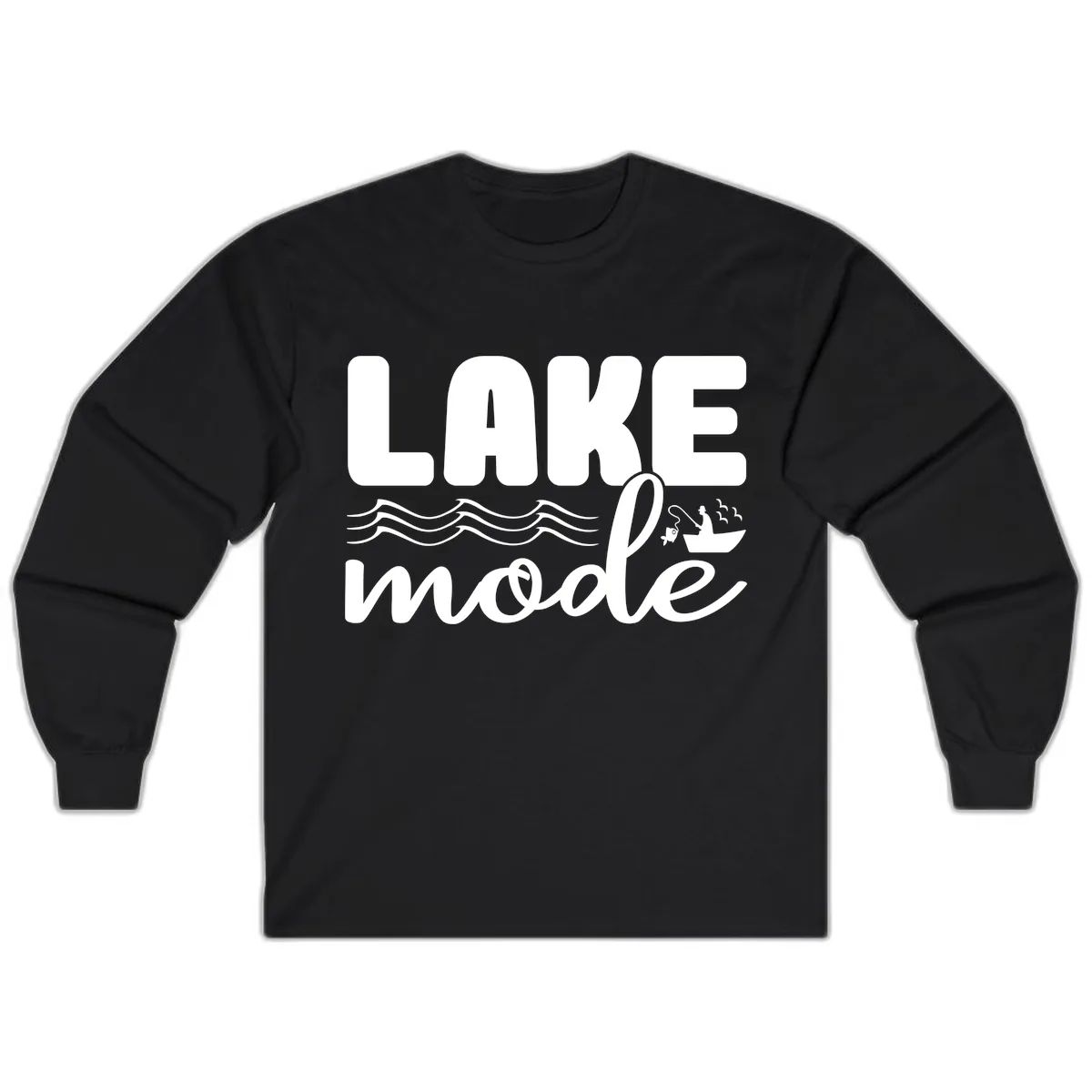 Lake Mode Typography Design Long Sleeve in Black