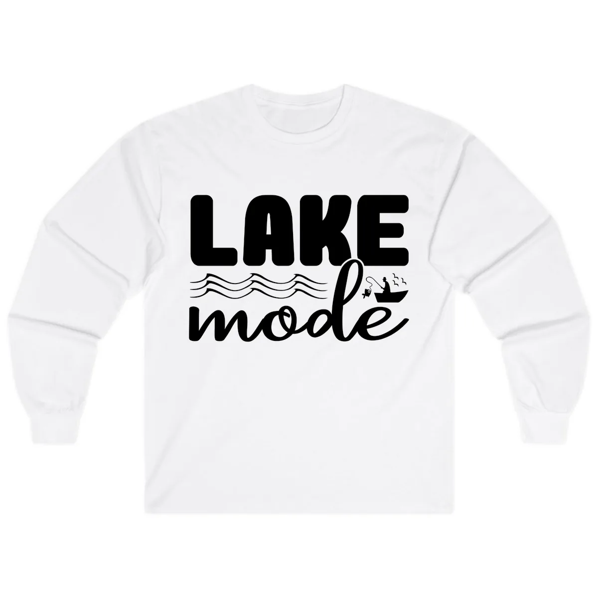 Lake Mode Typography Design Long Sleeve in White