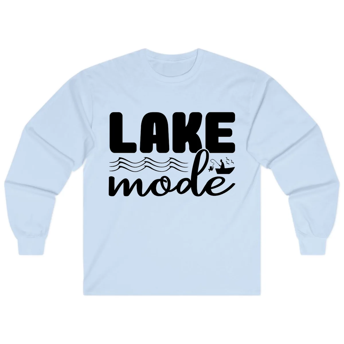 Lake Mode Typography Design Long Sleeve in Light Blue