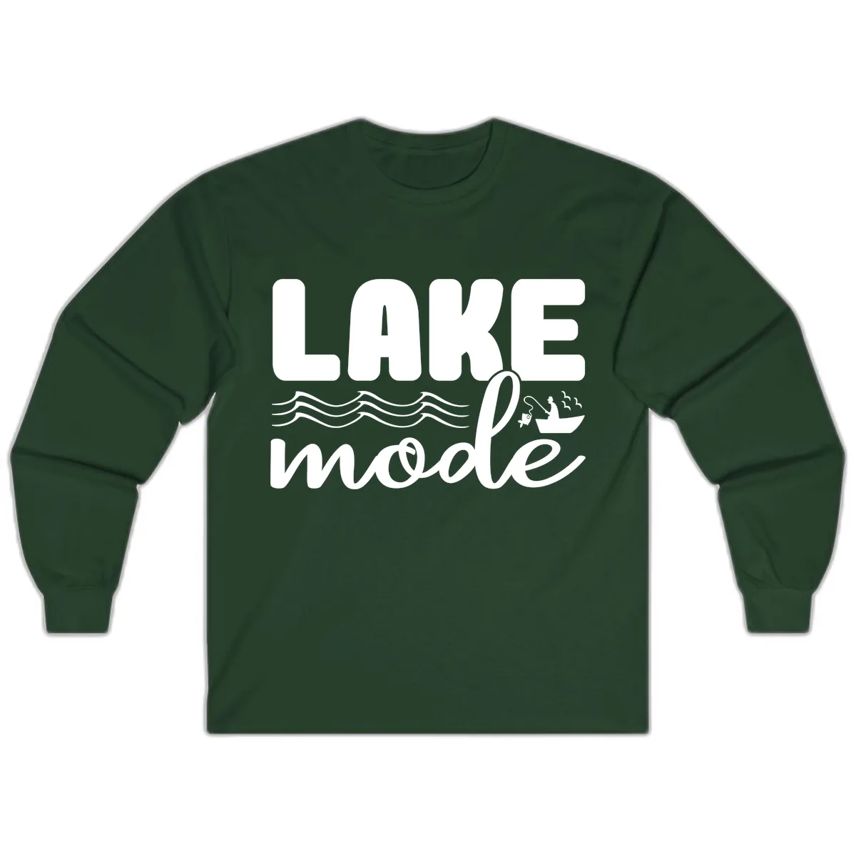 Lake Mode Typography Design Long Sleeve in Forest Green