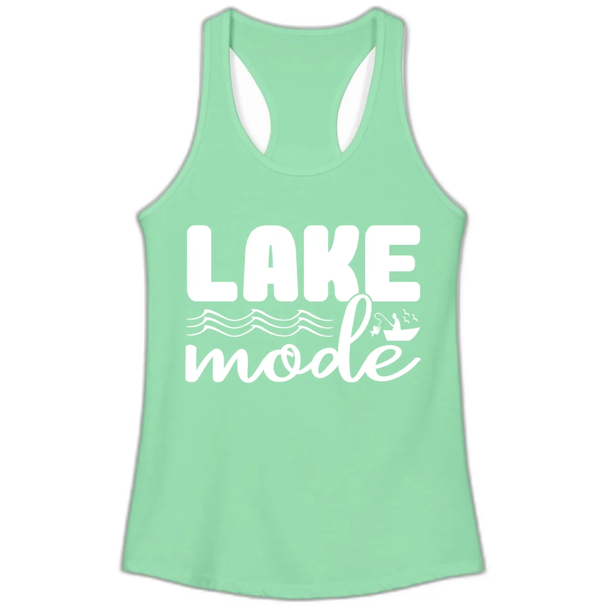 Lake Mode Typography Design Ladies Tank in Solid Mint