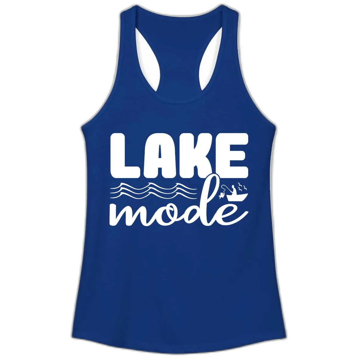 Lake Mode Typography Design Ladies Tank in Solid Royal