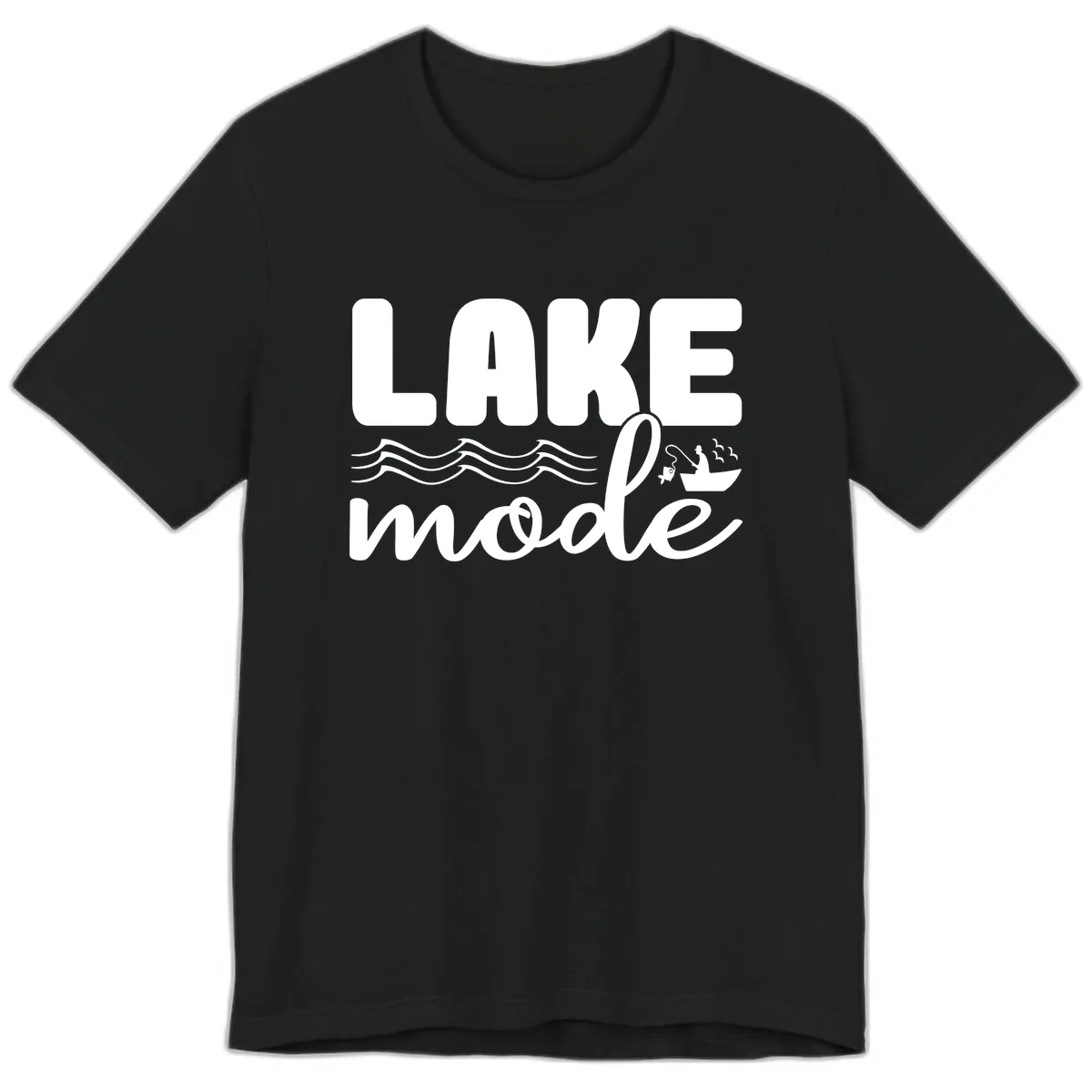 Lake Mode Typography Design Premium T-Shirt in Black