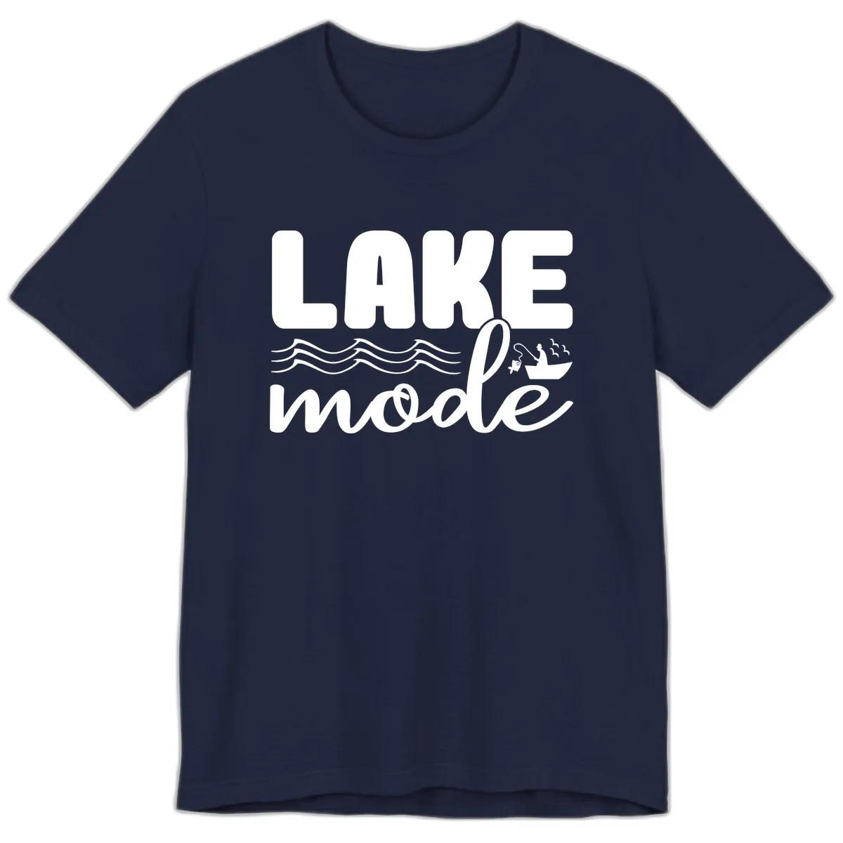 Lake Mode Typography Design Premium T-Shirt in Navy