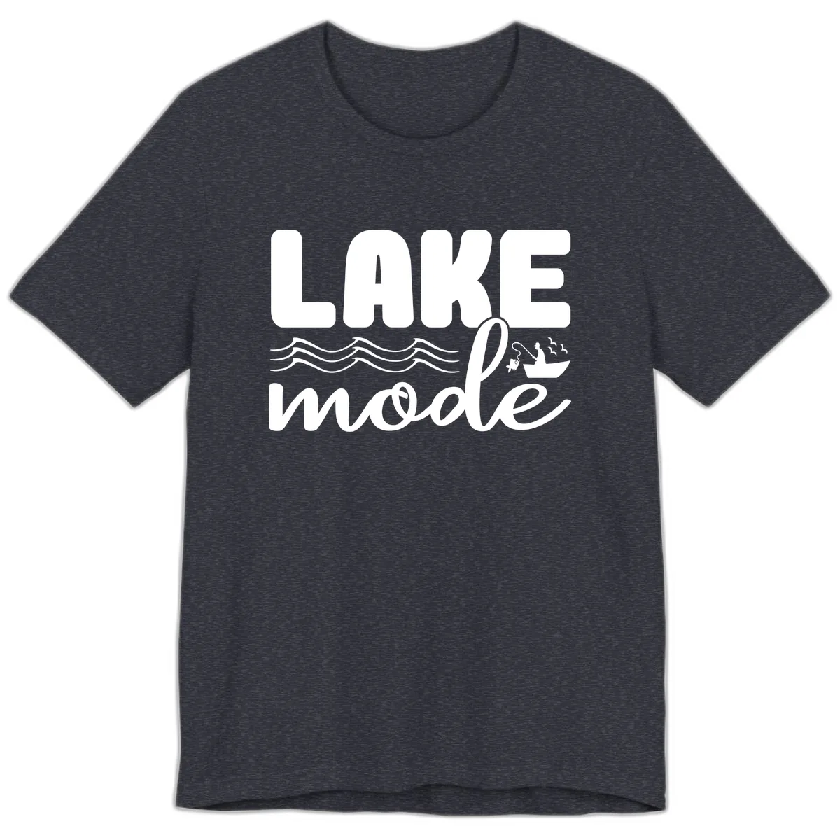Lake Mode Typography Design Premium T-Shirt in Heather Navy