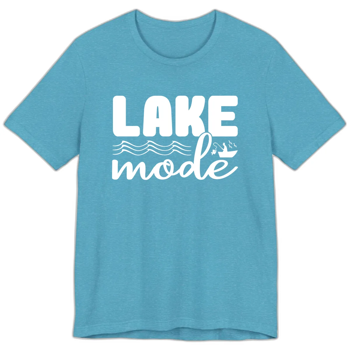 Lake Mode Typography Design Premium T-Shirt in Heather Aqua