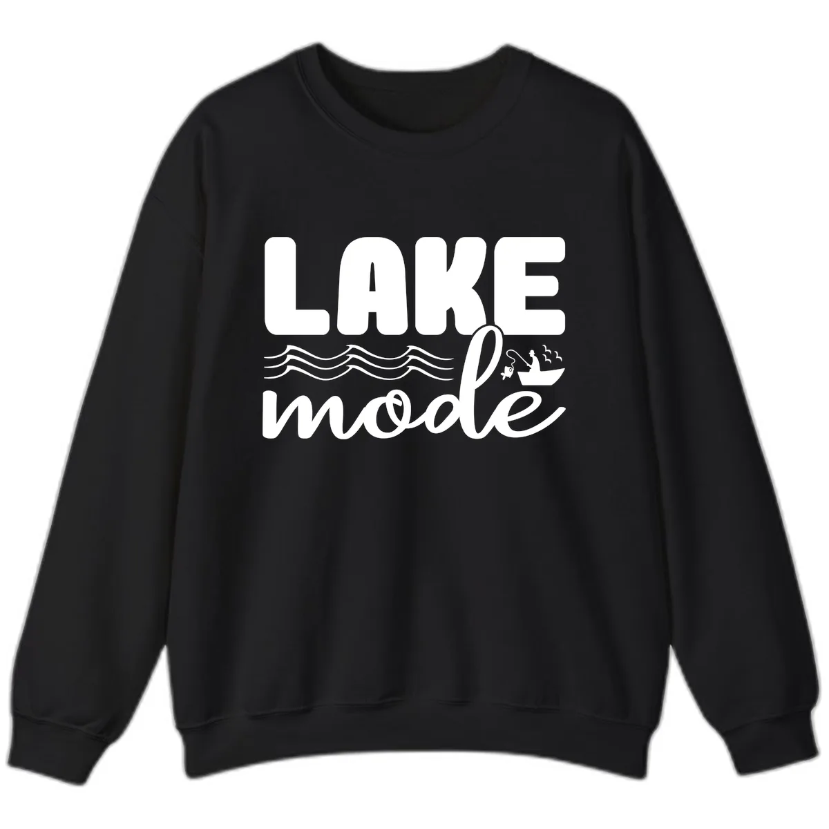 Lake Mode Typography Design Sweatshirt in Black
