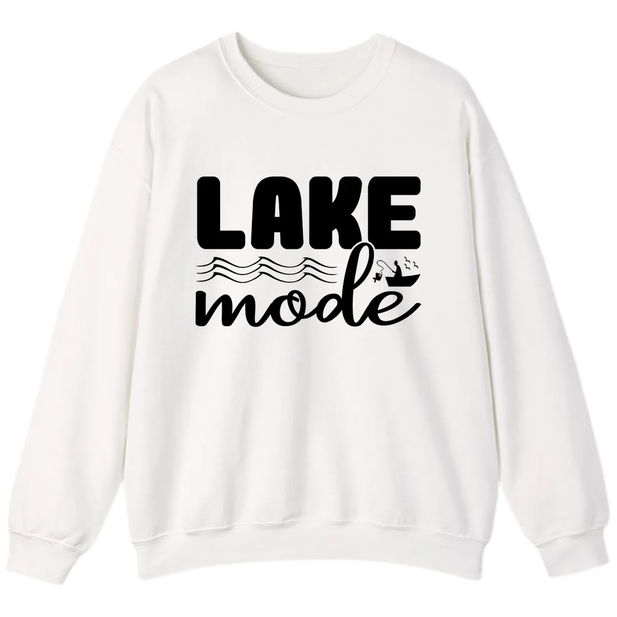 Lake Mode Typography Design Sweatshirt in White