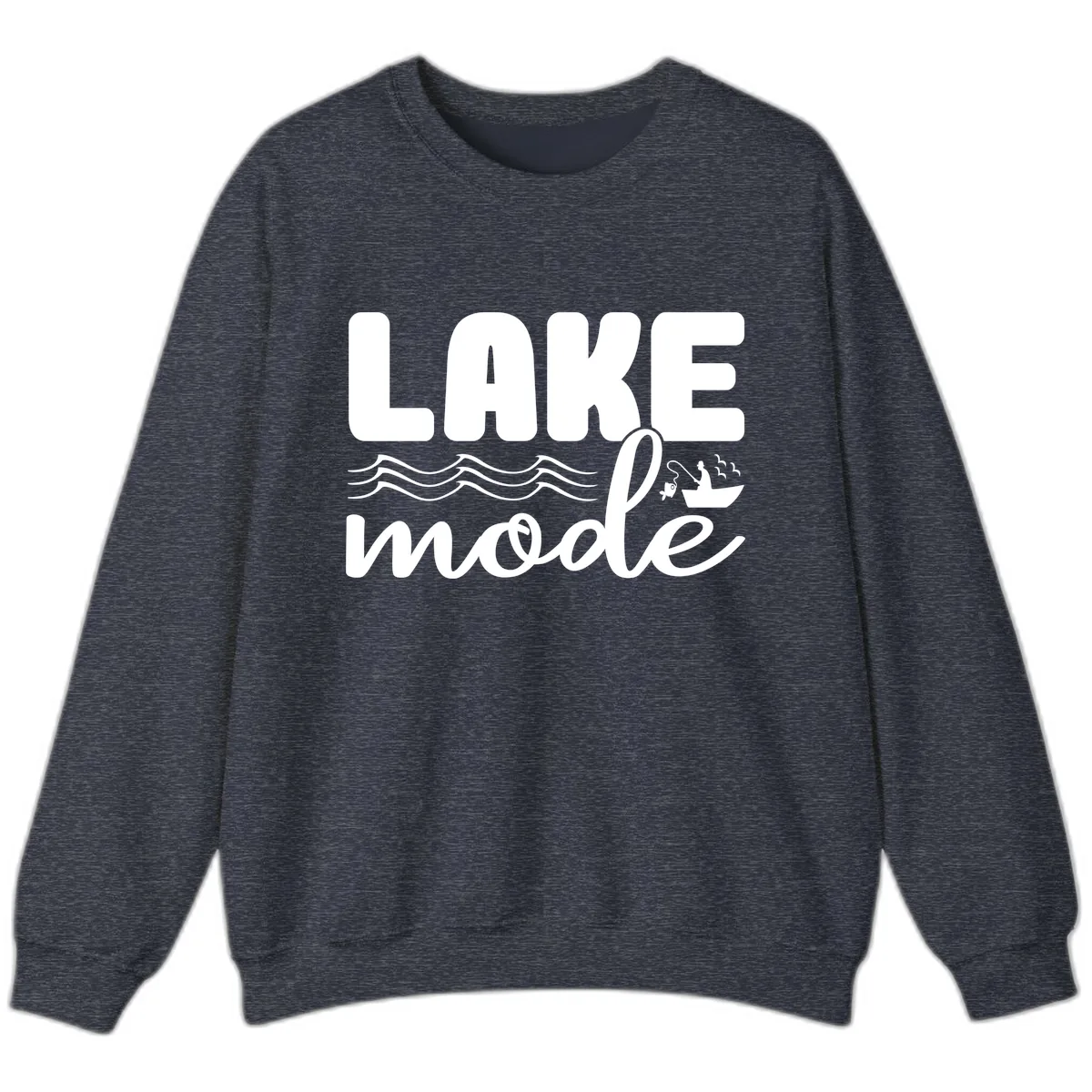 Lake Mode Typography Design Sweatshirt in Heather Sport Dark Navy