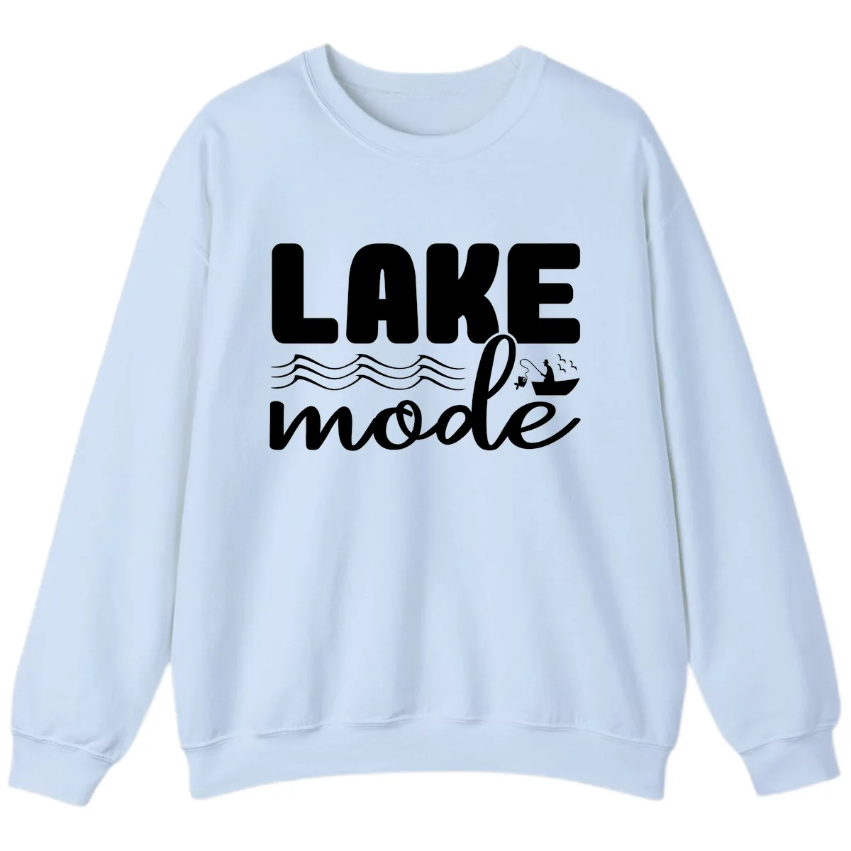Lake Mode Typography Design Sweatshirt in Light Blue