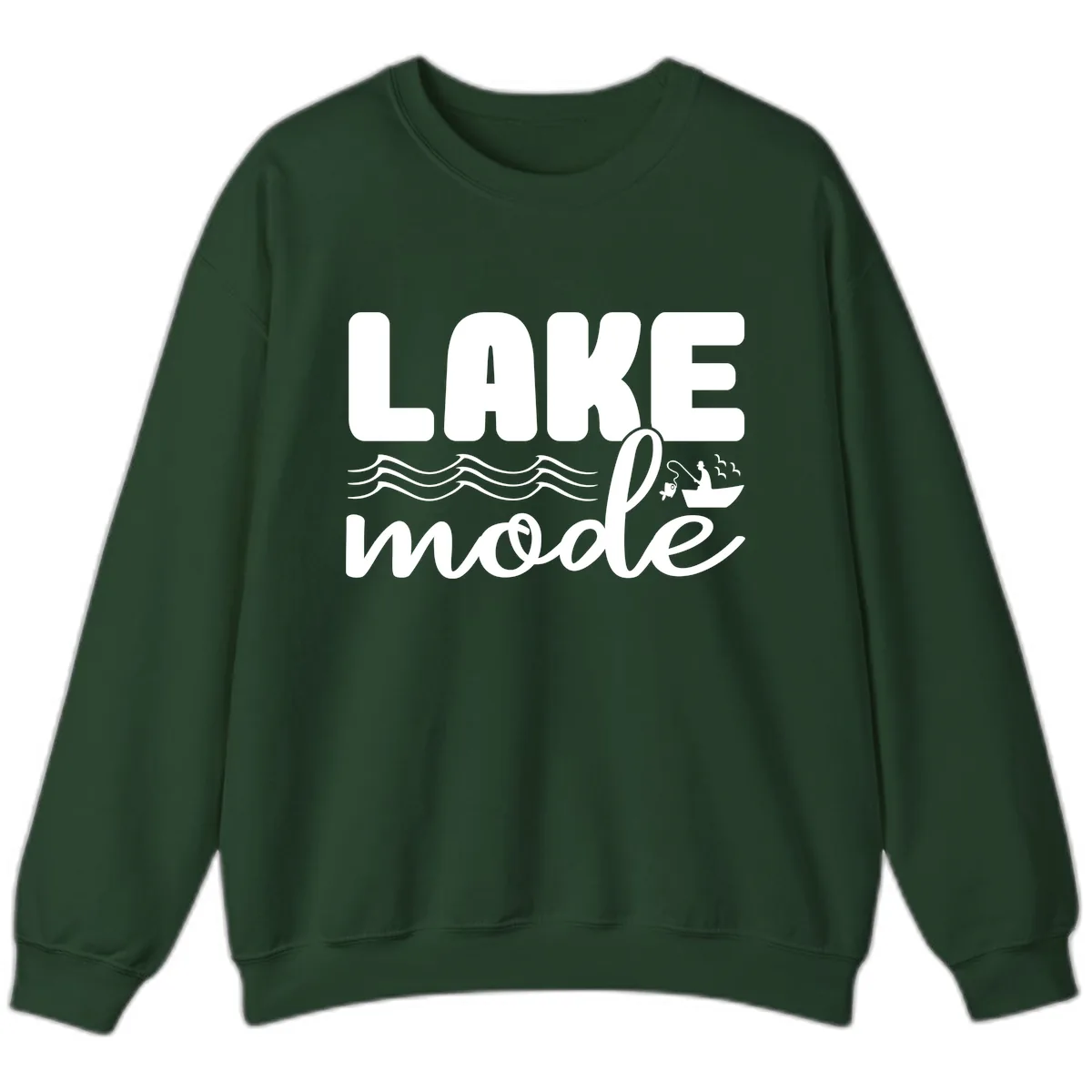 Lake Mode Typography Design Sweatshirt in Forest Green