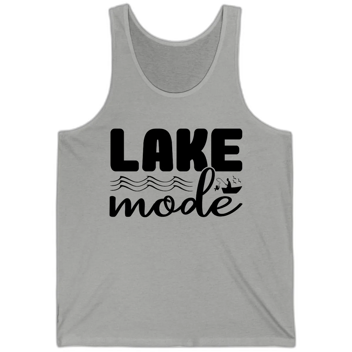 Lake Mode Typography Design Tank in Athletic Heather