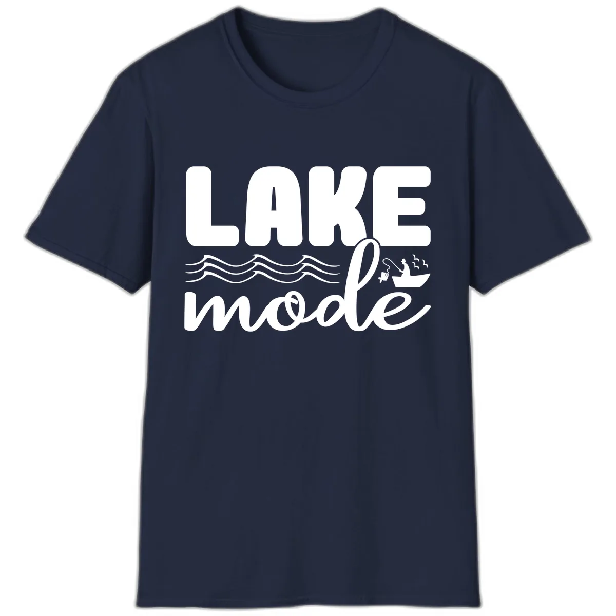 Lake Mode Typography Design T-Shirt in Navy