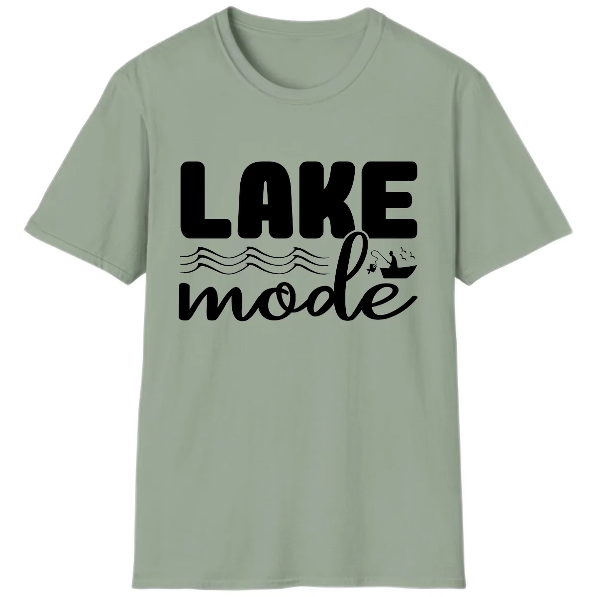 Lake Mode Typography Design T-Shirt in Sage