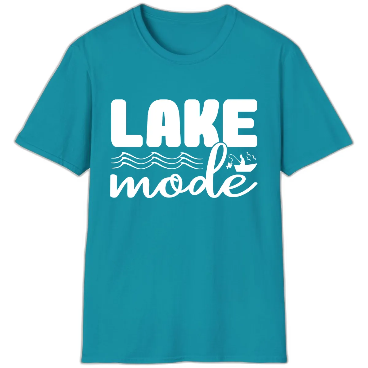 Lake Mode Typography Design T-Shirt in Tropical Blue
