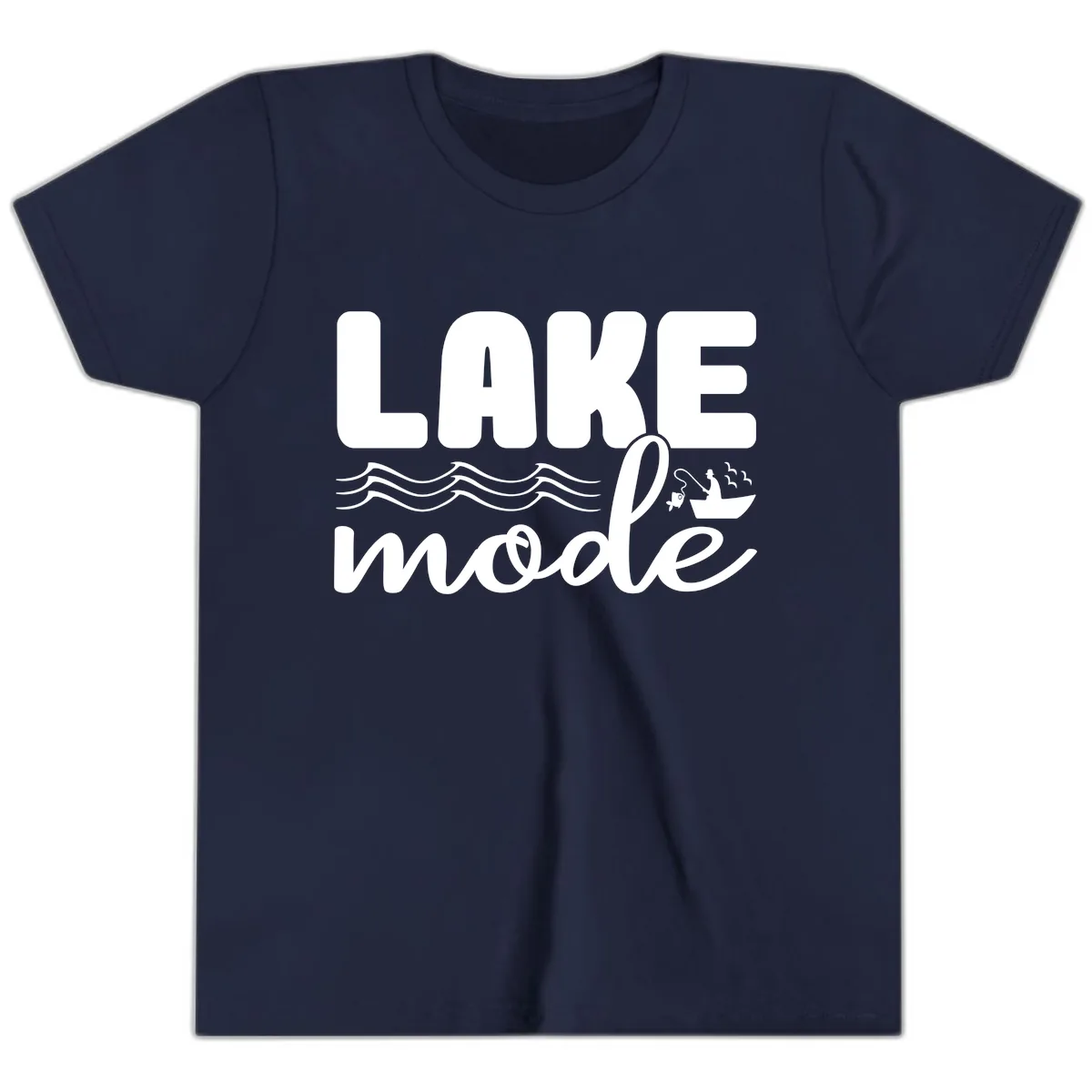 Lake Mode Typography Design Youth T-Shirt in Navy