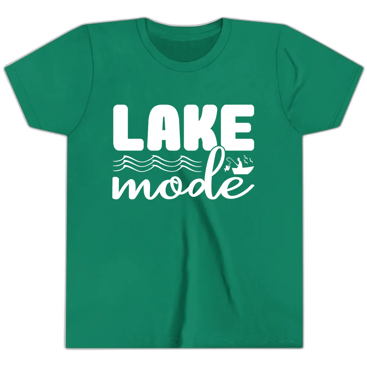 Lake Mode Typography Design Youth T-Shirt in Kelly