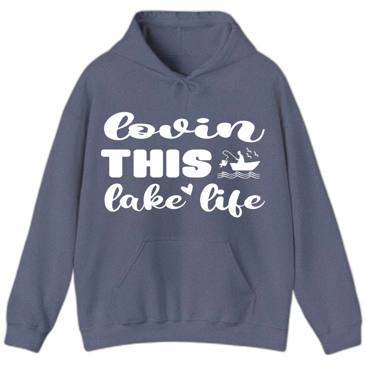 Lovin This Lake Life Hoodie in Heather Navy