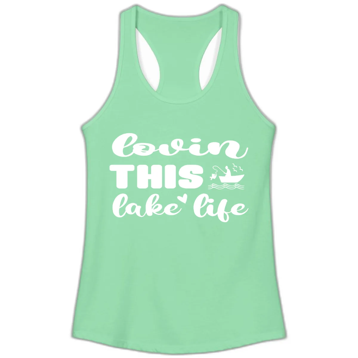 Lovin This Lake Life Ladies Tank in Solid Mint
