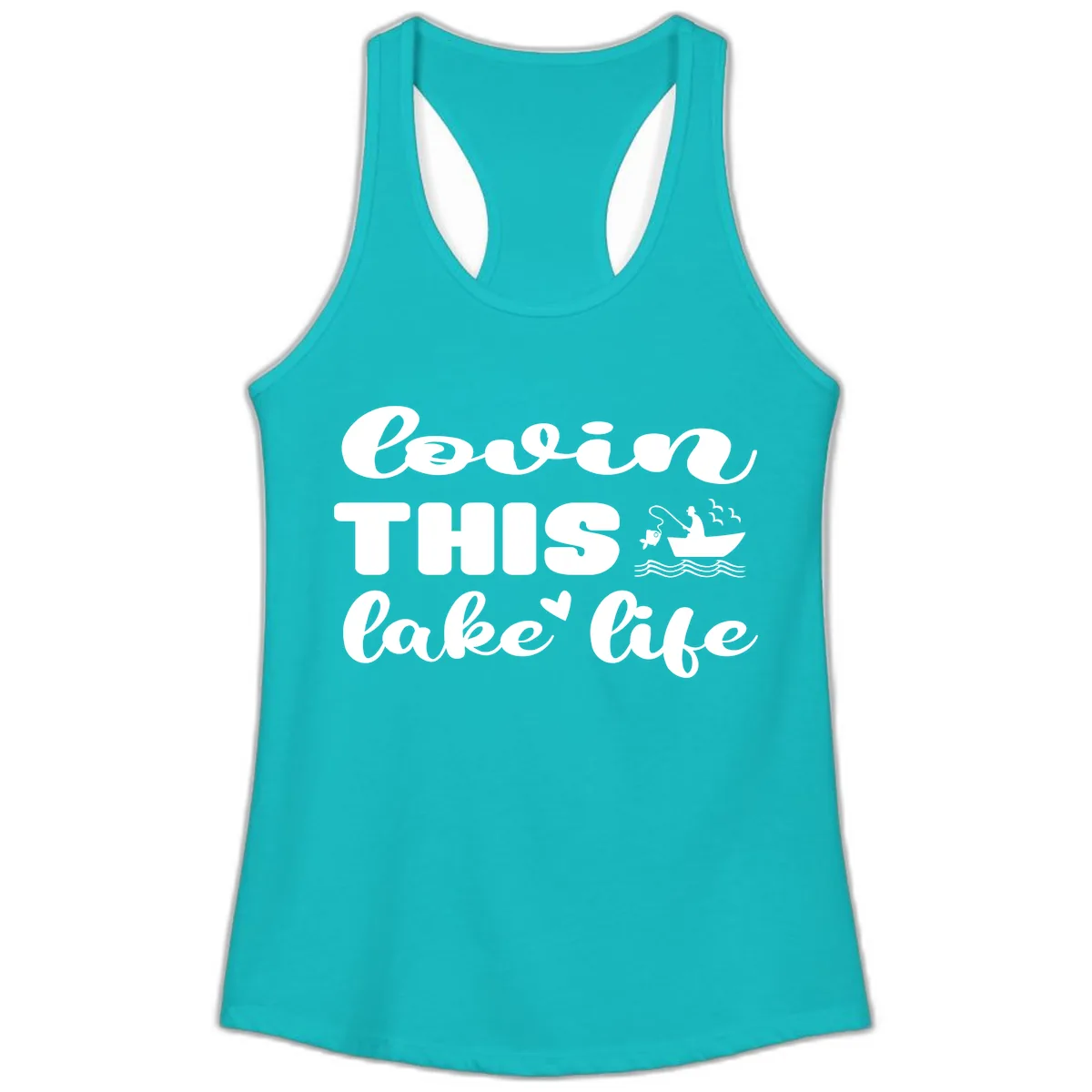Lovin This Lake Life Ladies Tank in Tahiti Blue