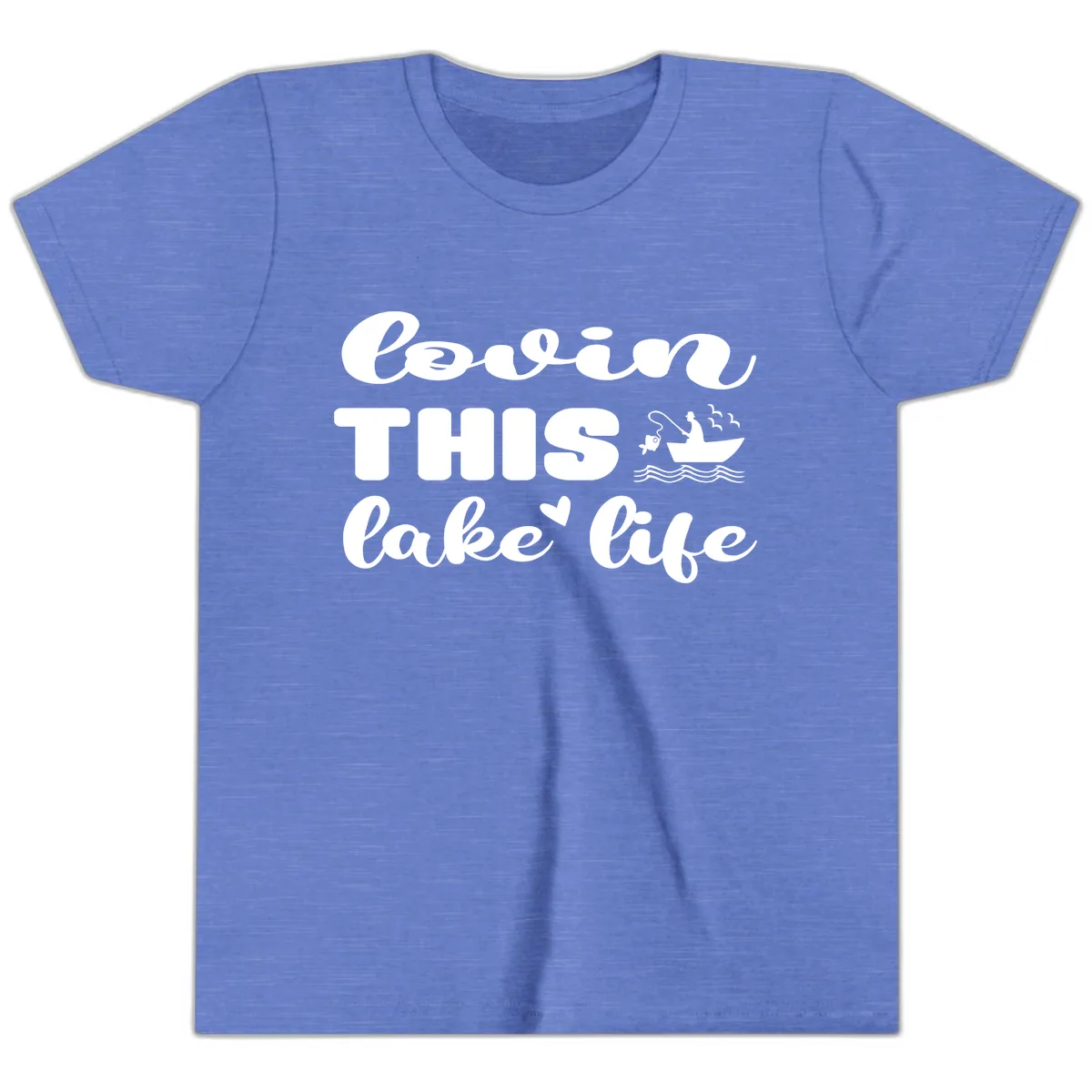 Lovin This Lake Life Youth T-Shirt in Heather Columbia Blue