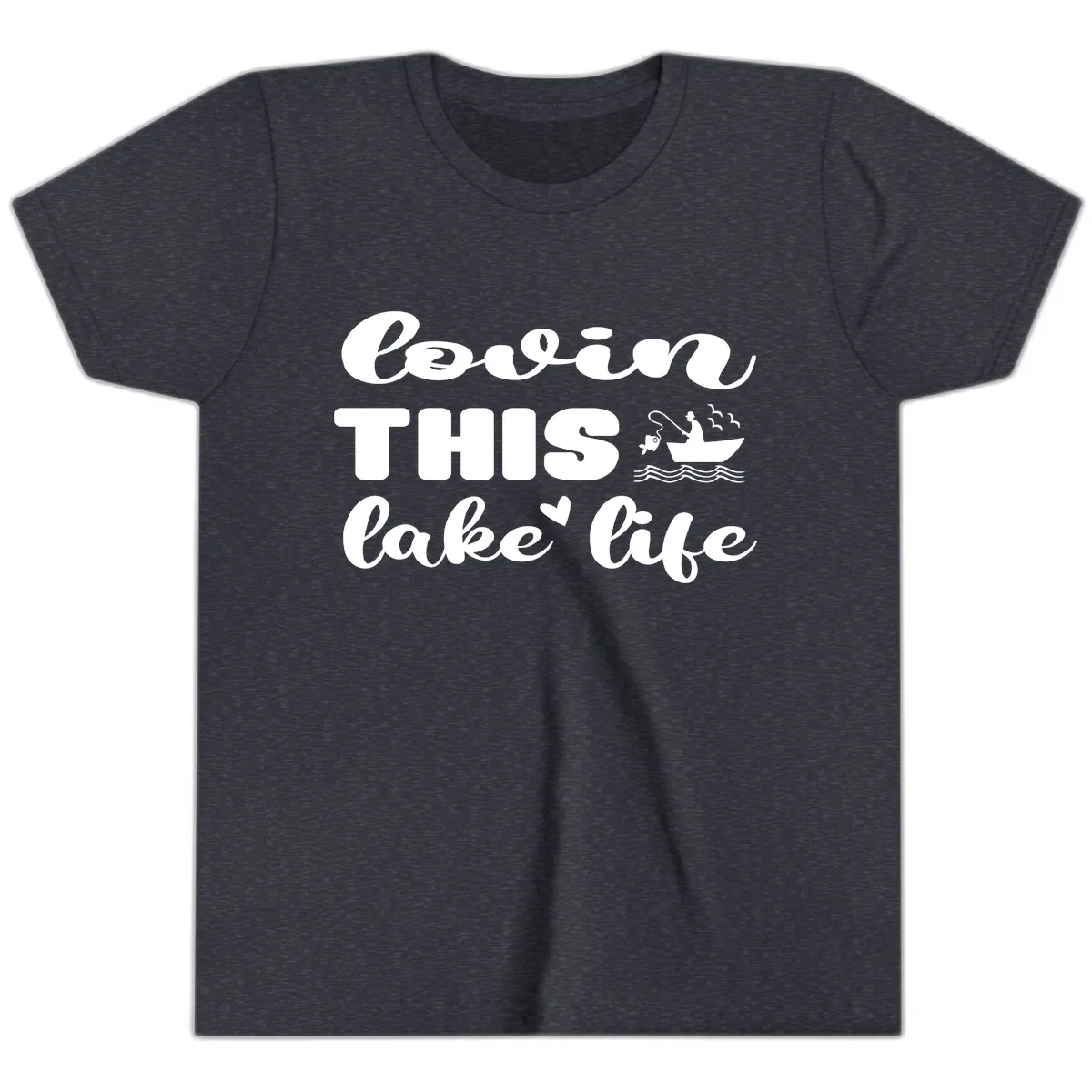 Lovin This Lake Life Youth T-Shirt in Heather Navy