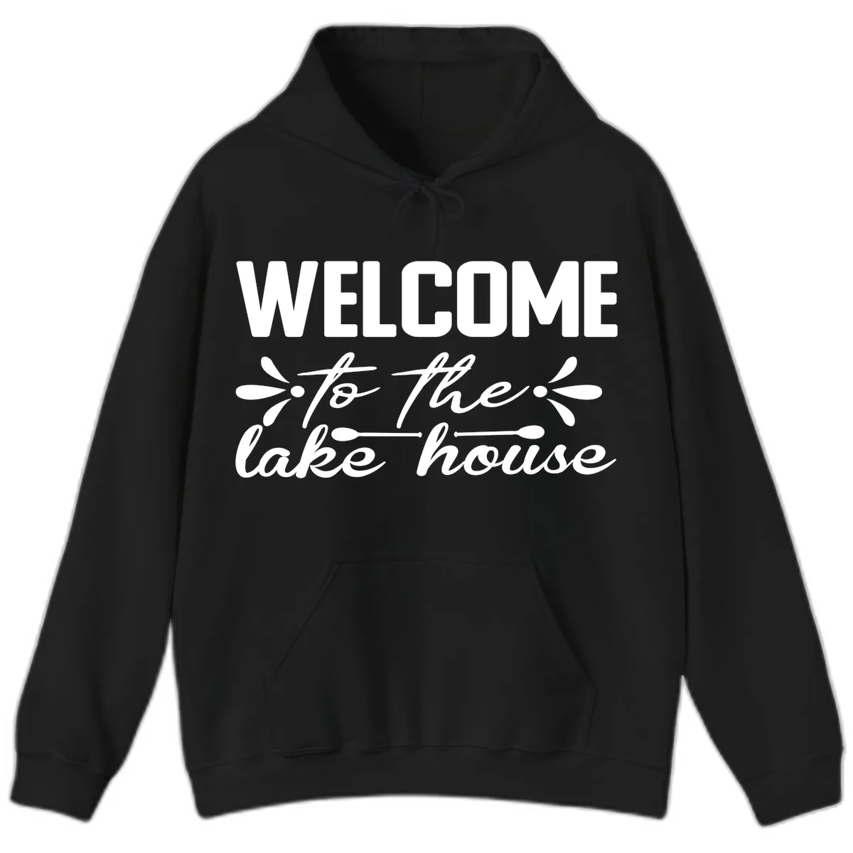 Welcome To The Lake House Design Hoodie in Black