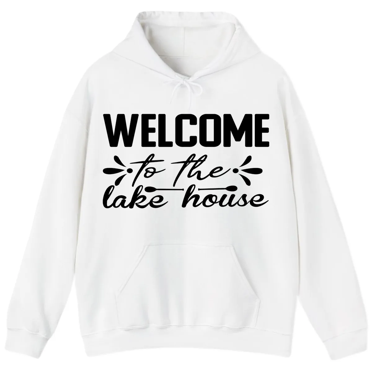 Welcome To The Lake House Design Hoodie in White