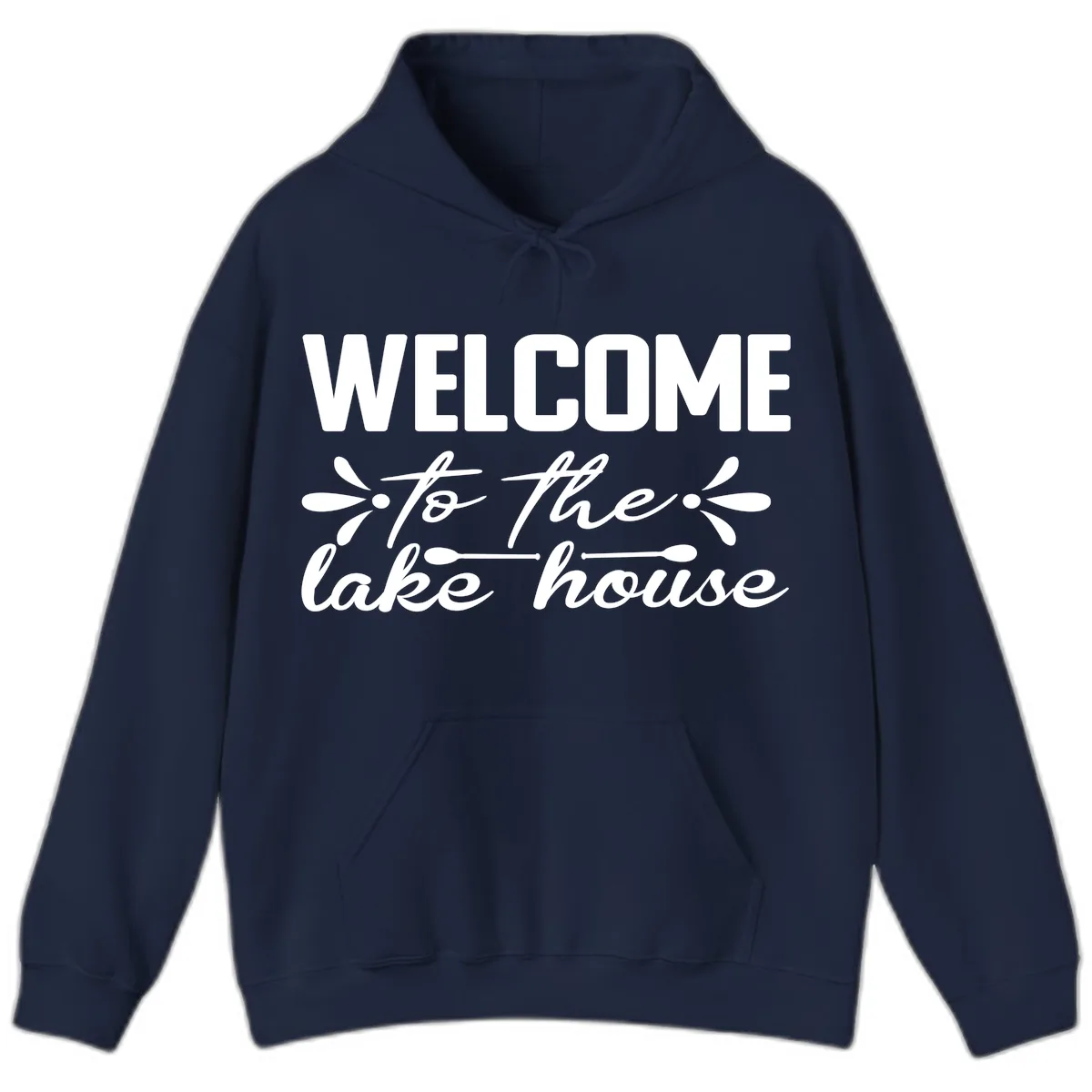 Welcome To The Lake House Design Hoodie in Navy