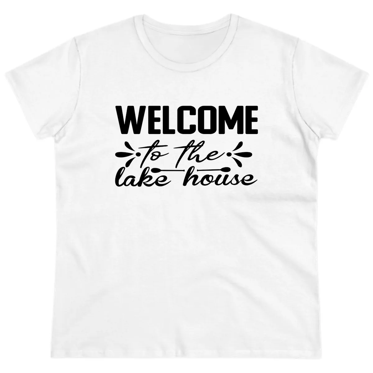 Welcome To The Lake House Design Ladies Tee in White