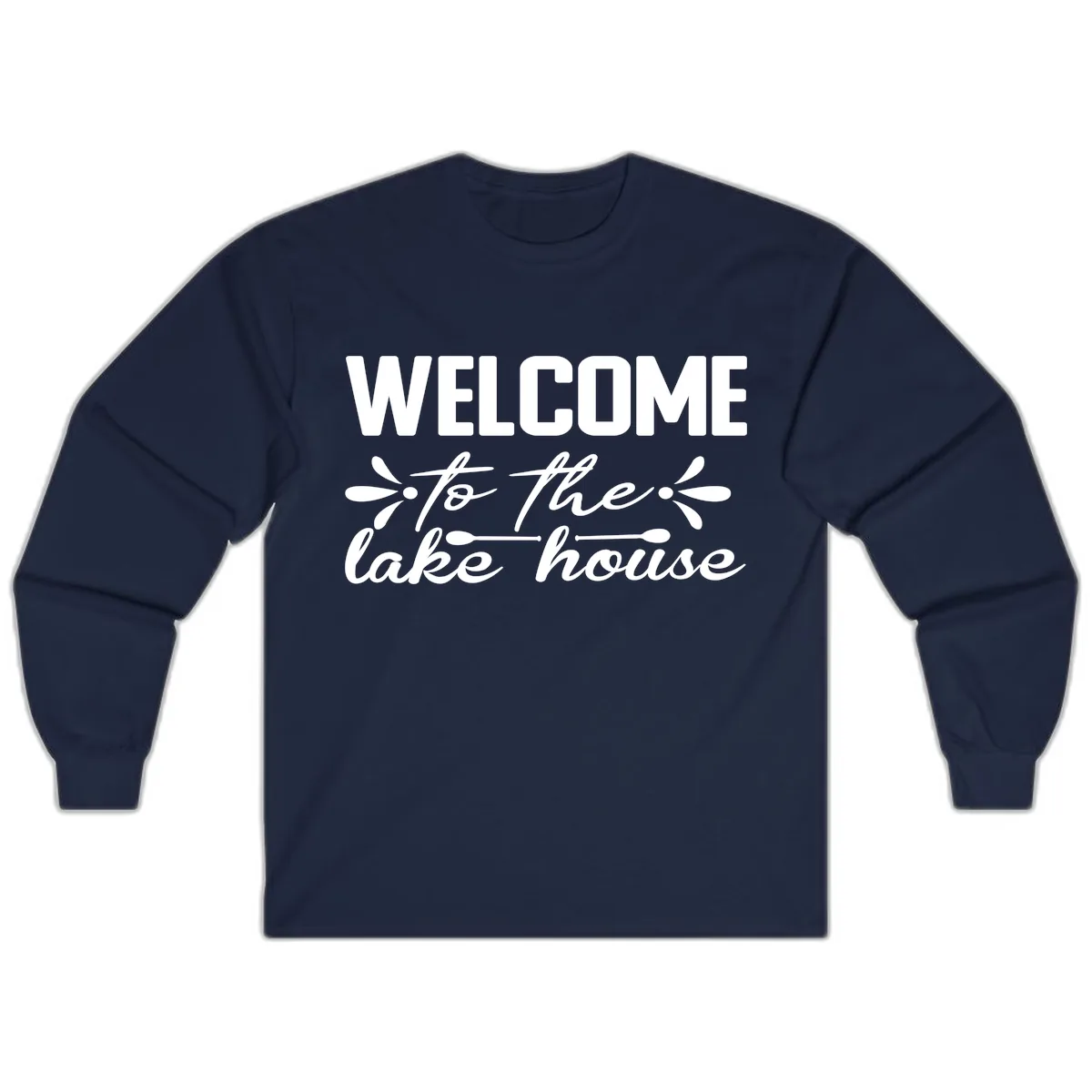 Welcome To The Lake House Design Long Sleeve in Navy