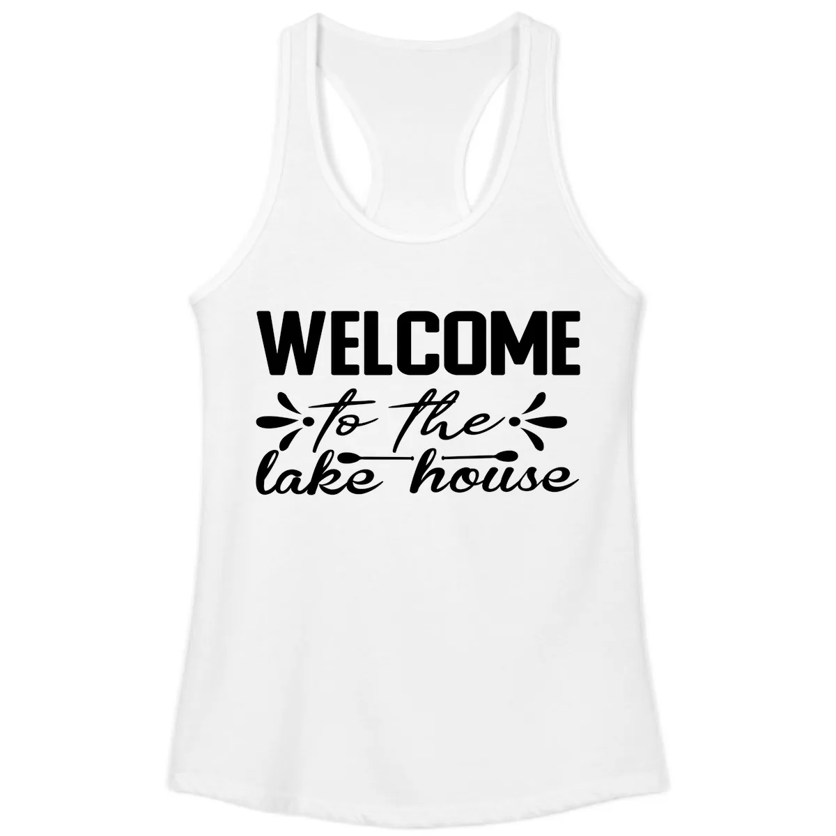 Welcome To The Lake House Design Ladies Tank in White