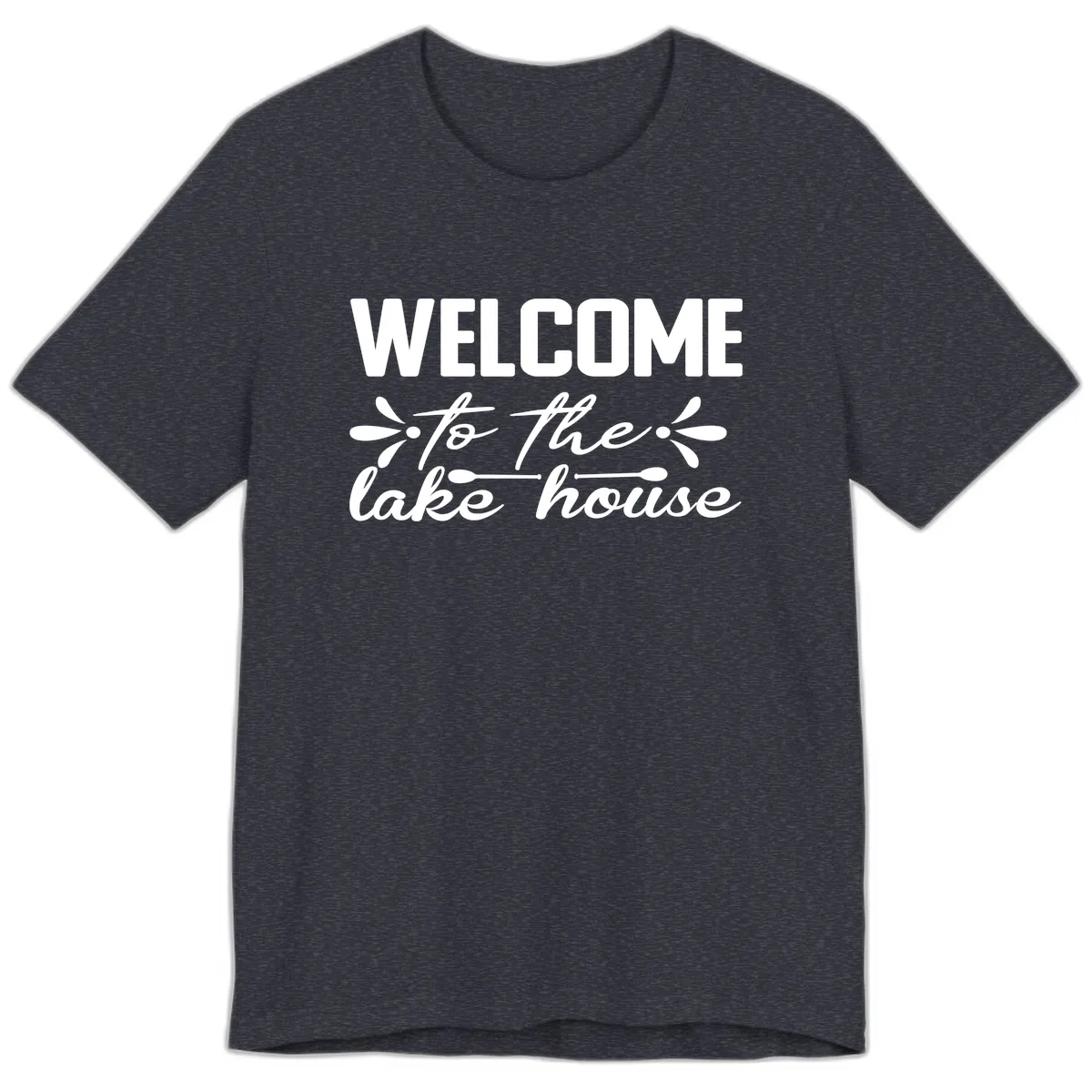 Welcome To The Lake House Design Premium T-Shirt in Heather Navy