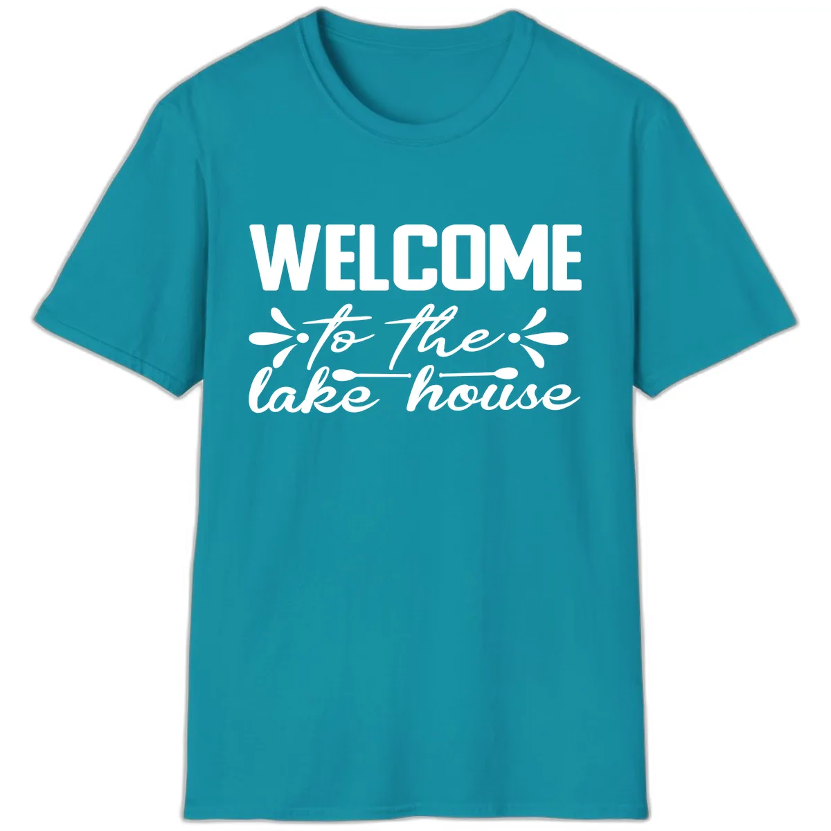 Welcome To The Lake House Design T-Shirt in Tropical Blue