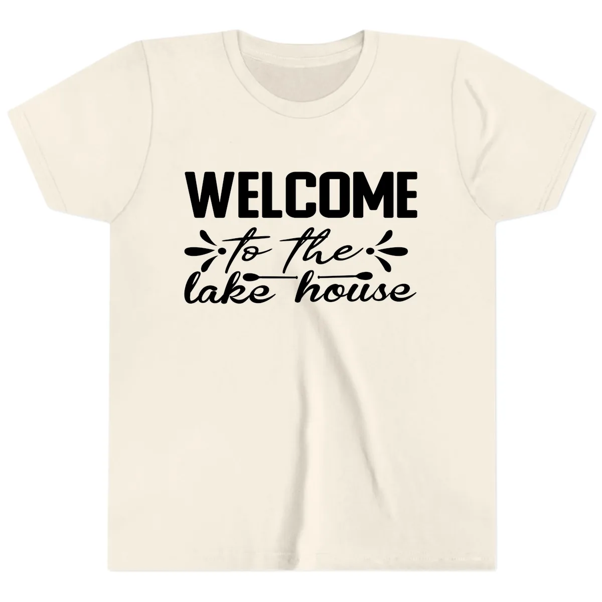 Welcome To The Lake House Design Youth T-Shirt in Natural