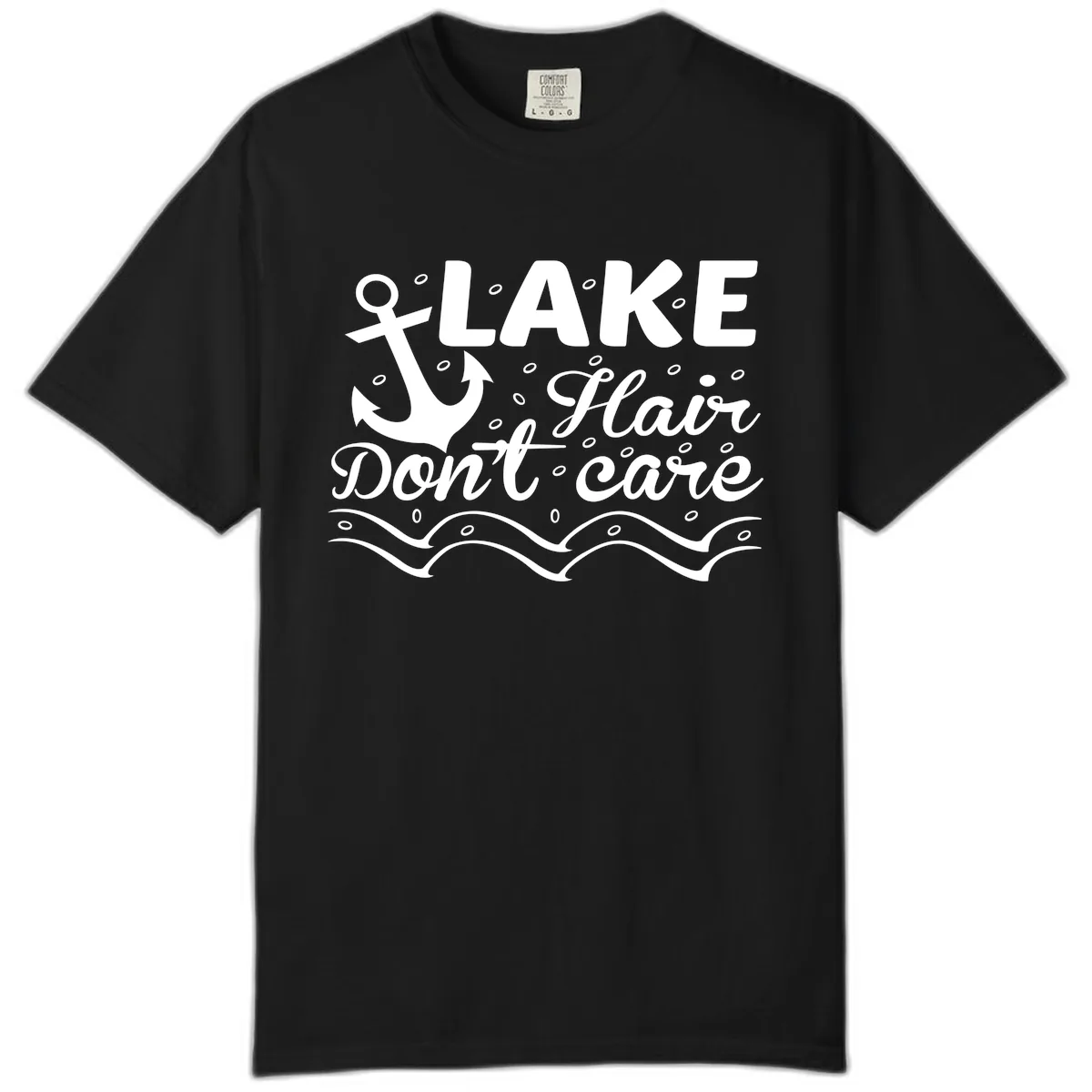 Lake Hair Don't Care Anchor Design Comfort Color in Black
