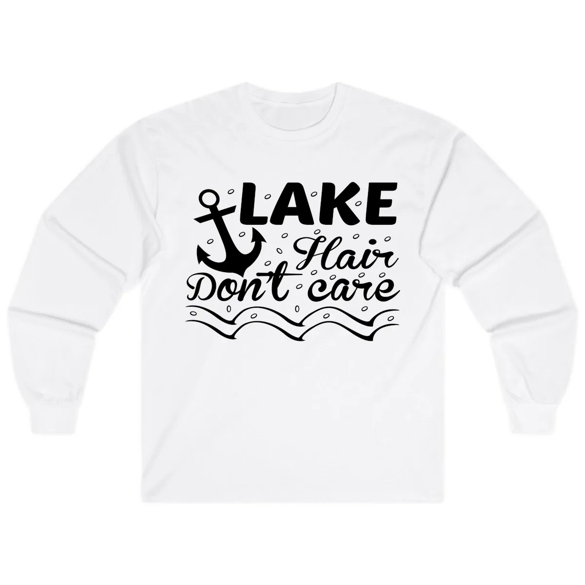 Lake Hair Don't Care Anchor Design Long Sleeve in White