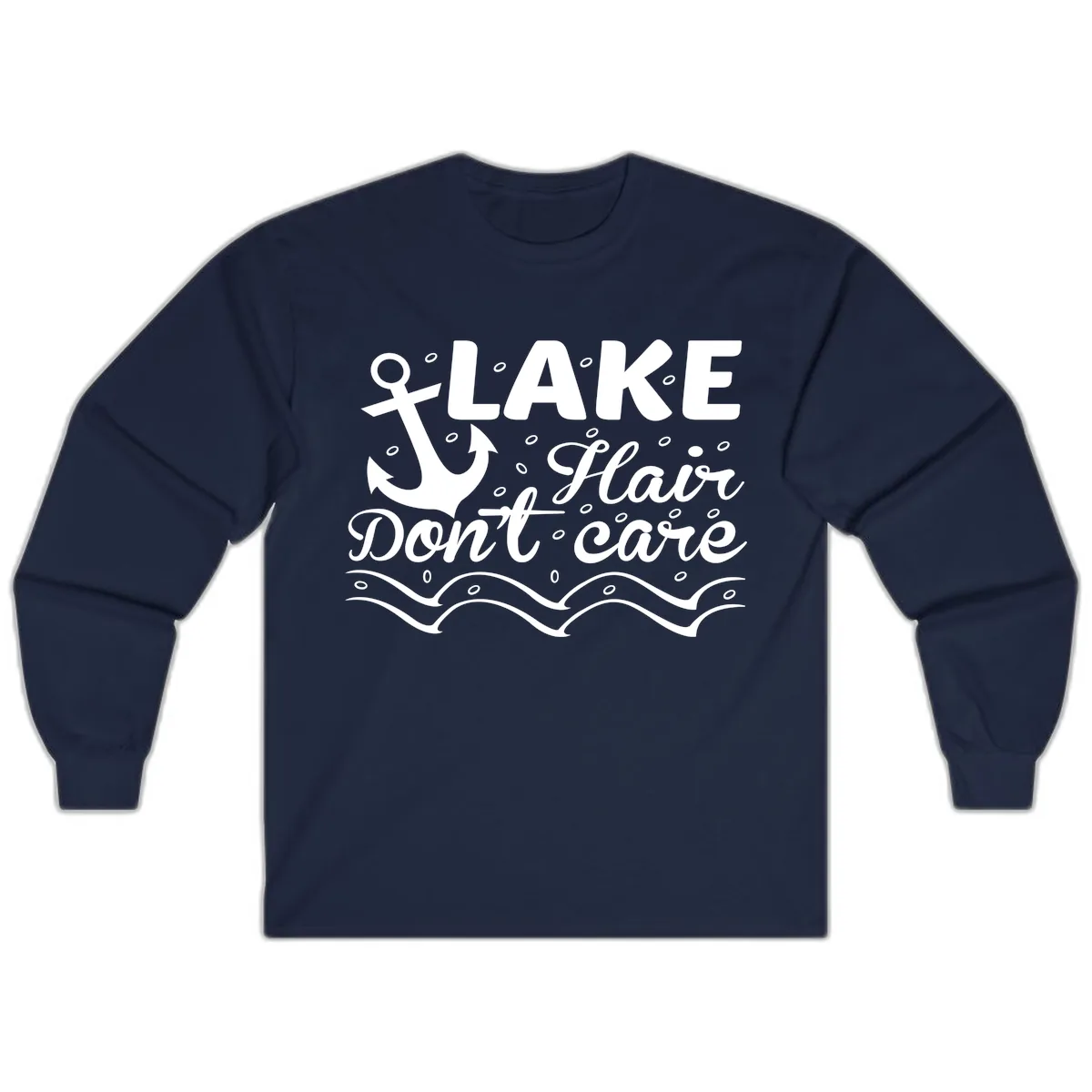 Lake Hair Don't Care Anchor Design Long Sleeve in Navy