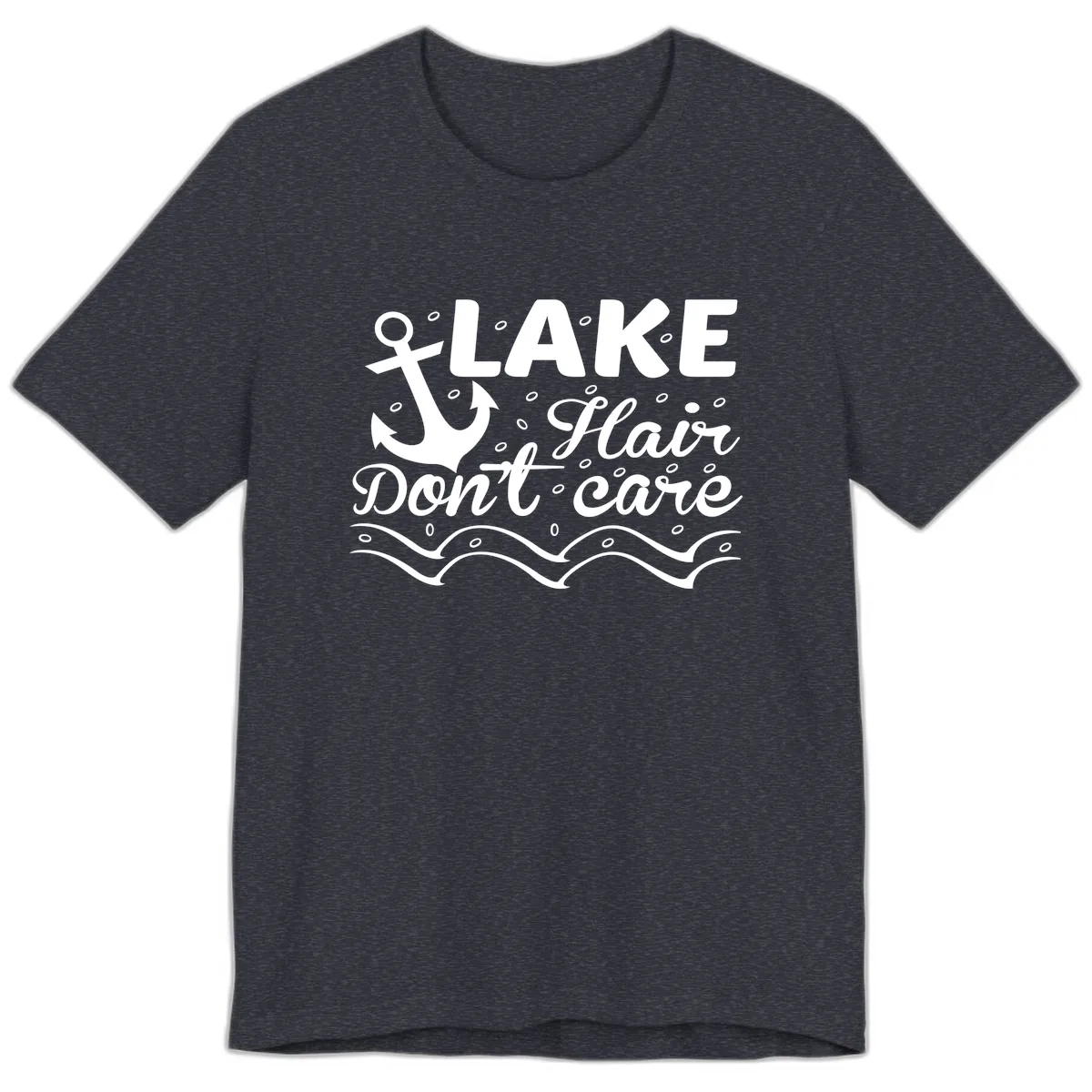 Lake Hair Don't Care Anchor Design Premium T-Shirt in Heather Navy