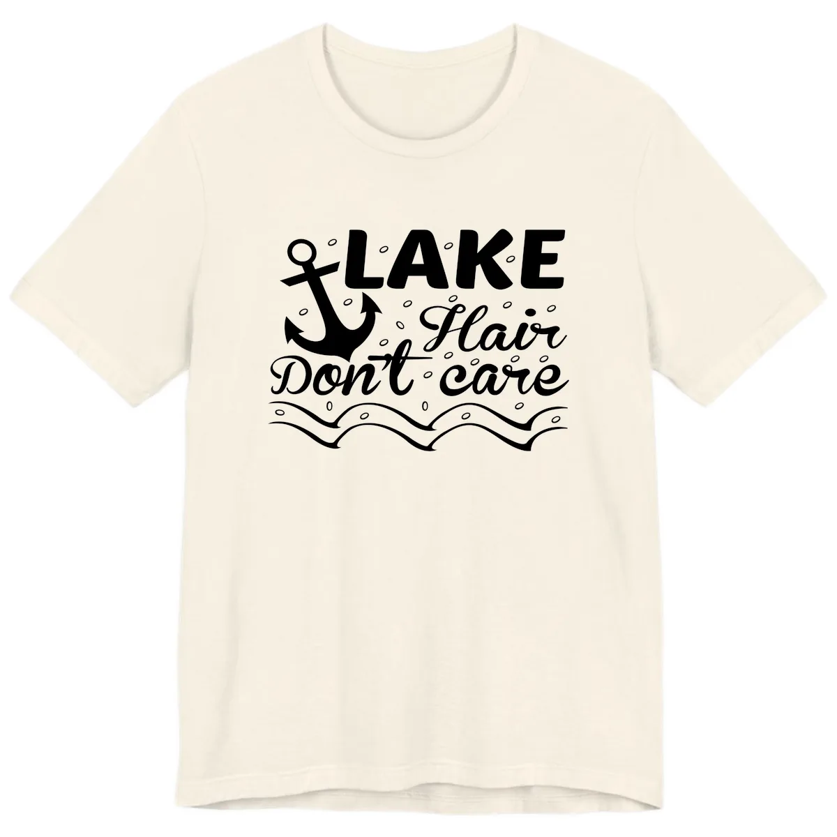 Lake Hair Don't Care Anchor Design Premium T-Shirt in Natural