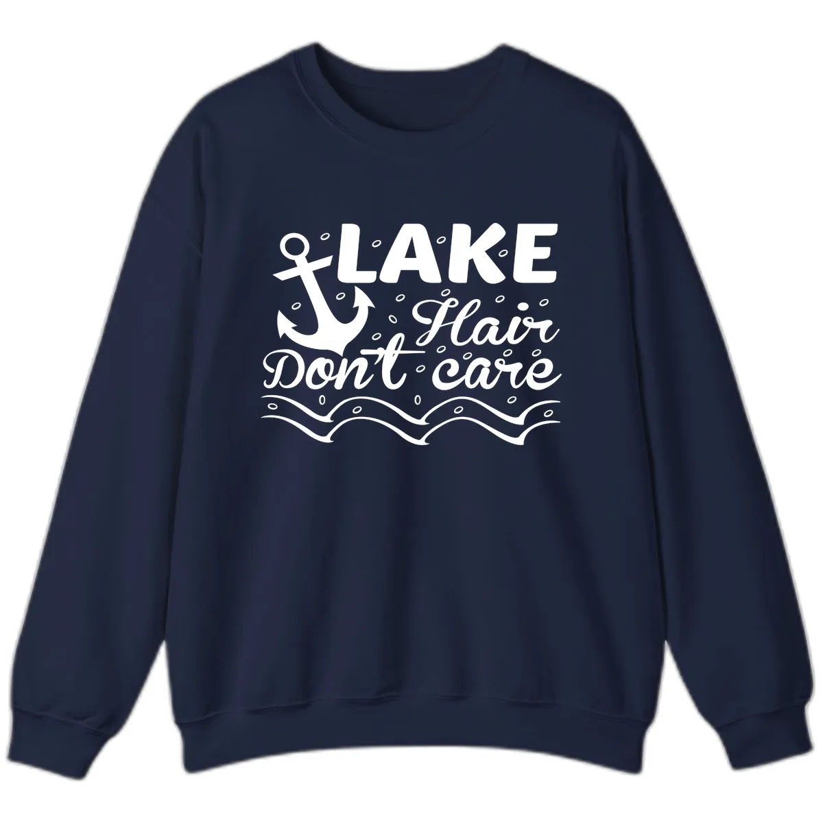 Lake Hair Don't Care Anchor Design Sweatshirt in Navy