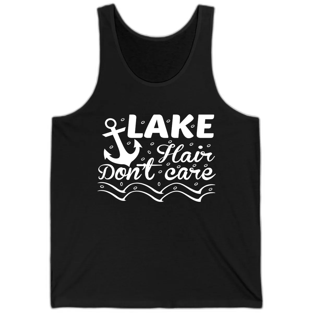 Lake Hair Don't Care Anchor Design Tank in Black