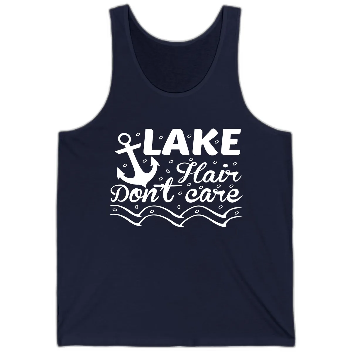 Lake Hair Don't Care Anchor Design Tank in Navy