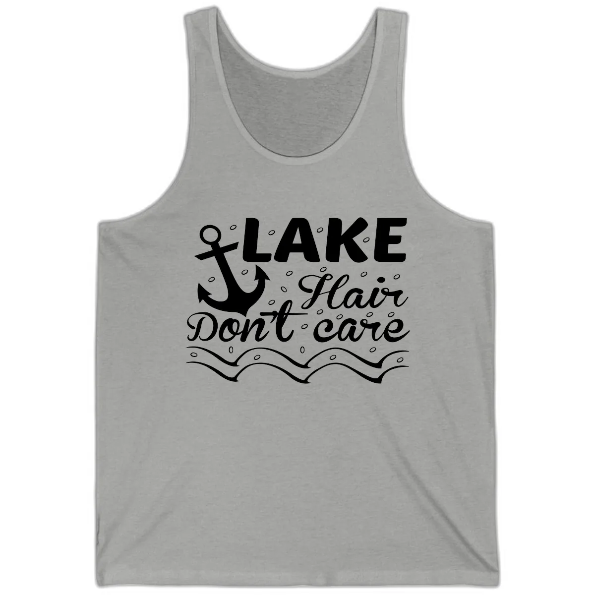 Lake Hair Don't Care Anchor Design Tank in Athletic Heather