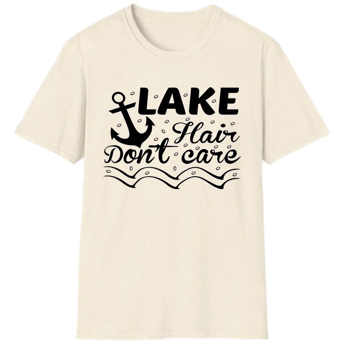 Lake Hair Don't Care Anchor Design T-Shirt in Natural