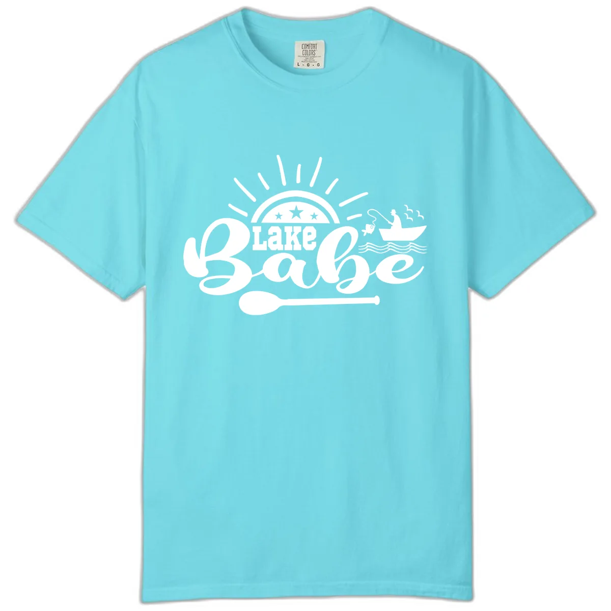 Lake Babe Fishing Boat Design Comfort Color in Lagoon Blue